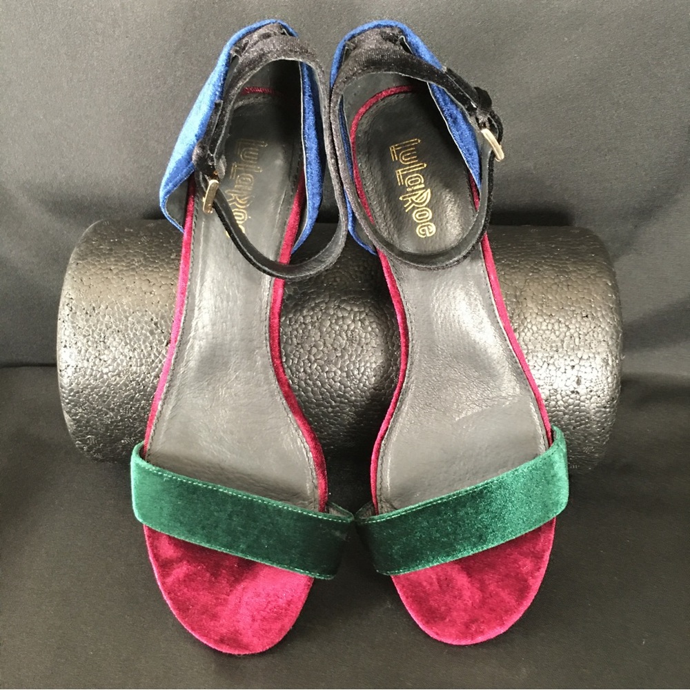 Lularoe Velvet Gatsby Color Block Sandals Women’s… - image 4